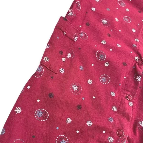 Petit Pengouin Burgundy Collared Snow Flake Print PJ's - Picture 4 of 5
